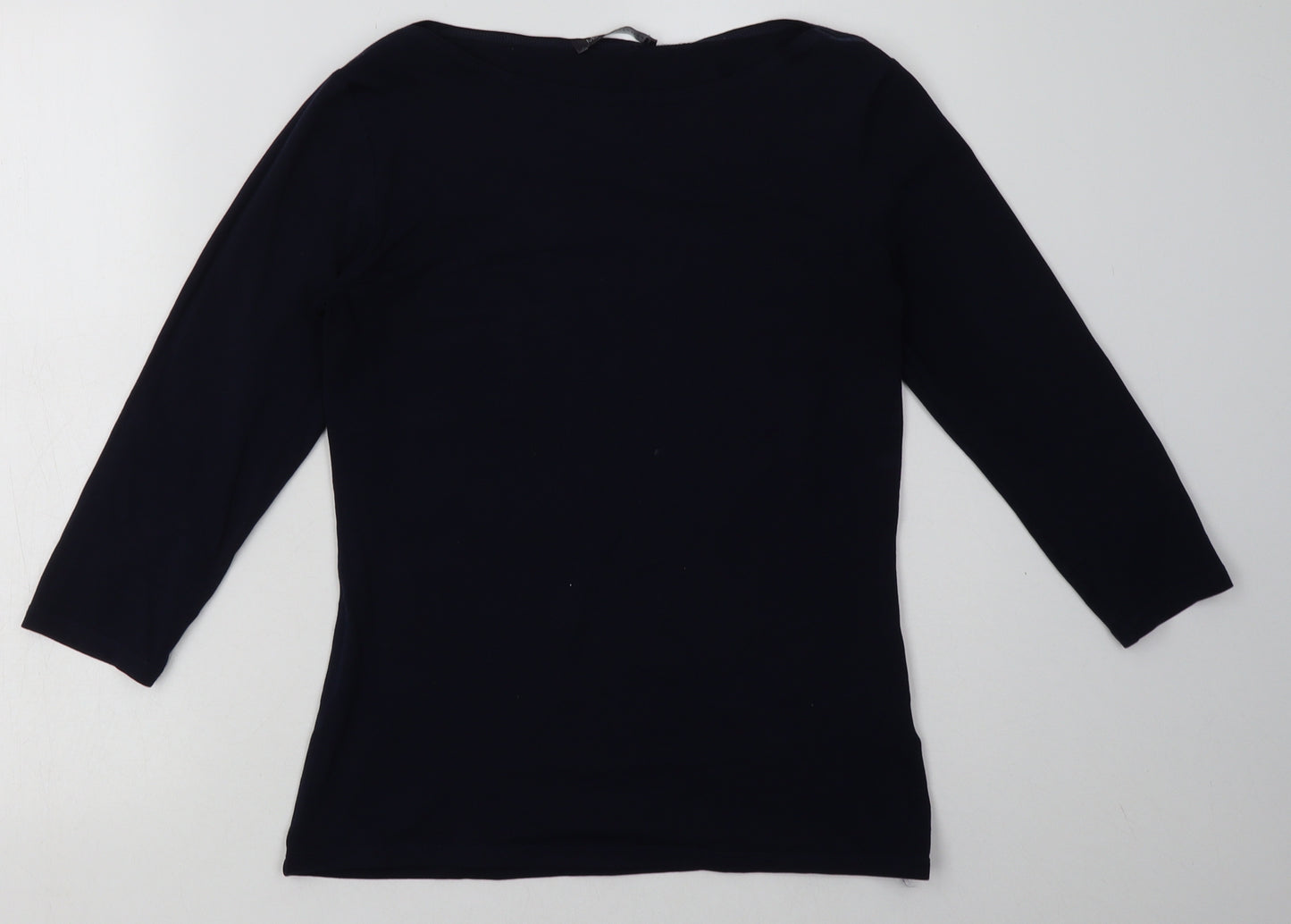 Marks and Spencer Womens Blue  Cotton Basic T-Shirt Size 12 Boat Neck