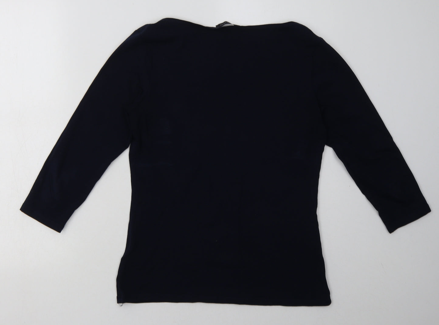 Marks and Spencer Womens Blue  Cotton Basic T-Shirt Size 12 Boat Neck