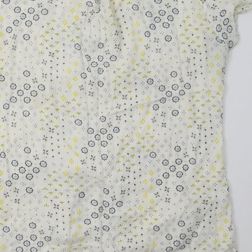 fatface Womens Yellow Floral Viscose Basic T-Shirt Size 12 V-Neck