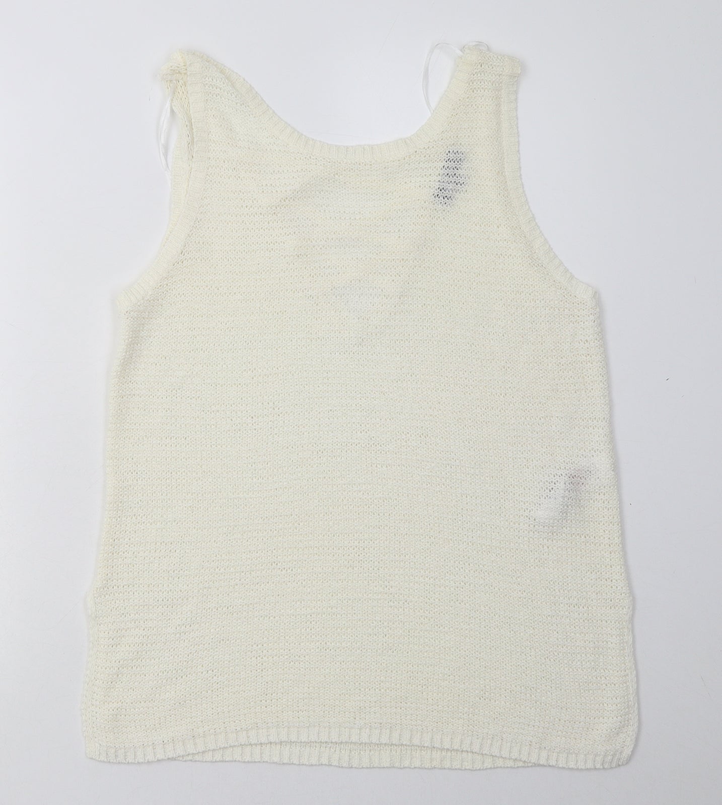 New Look Womens White  Acrylic Basic Tank Size 12 V-Neck