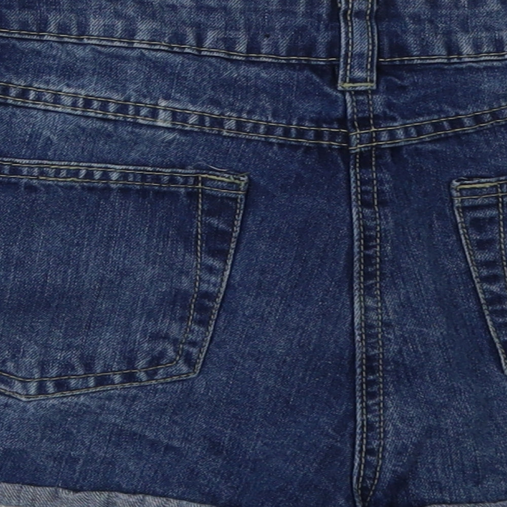Parisian Womens Blue  Cotton Hot Pants Shorts Size 12 L3 in Regular Button - ripped shorts