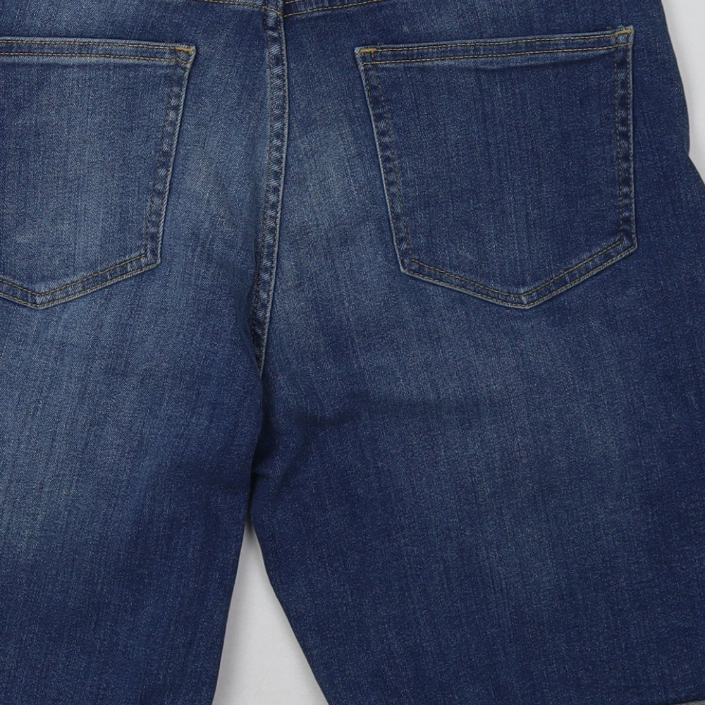 F&F Womens Blue  Cotton Bermuda Shorts Size 14 L12 in Regular Button