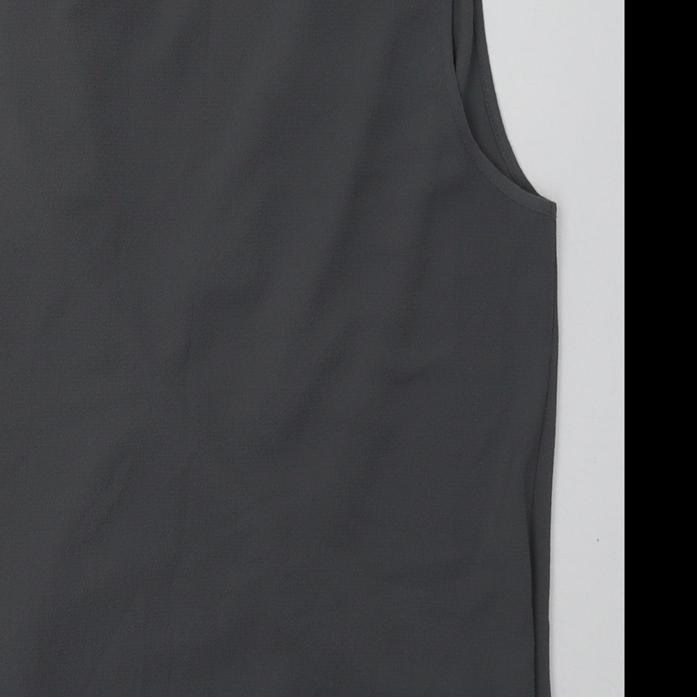 New Look Womens Grey  Polyester Basic Blouse Size 12 V-Neck