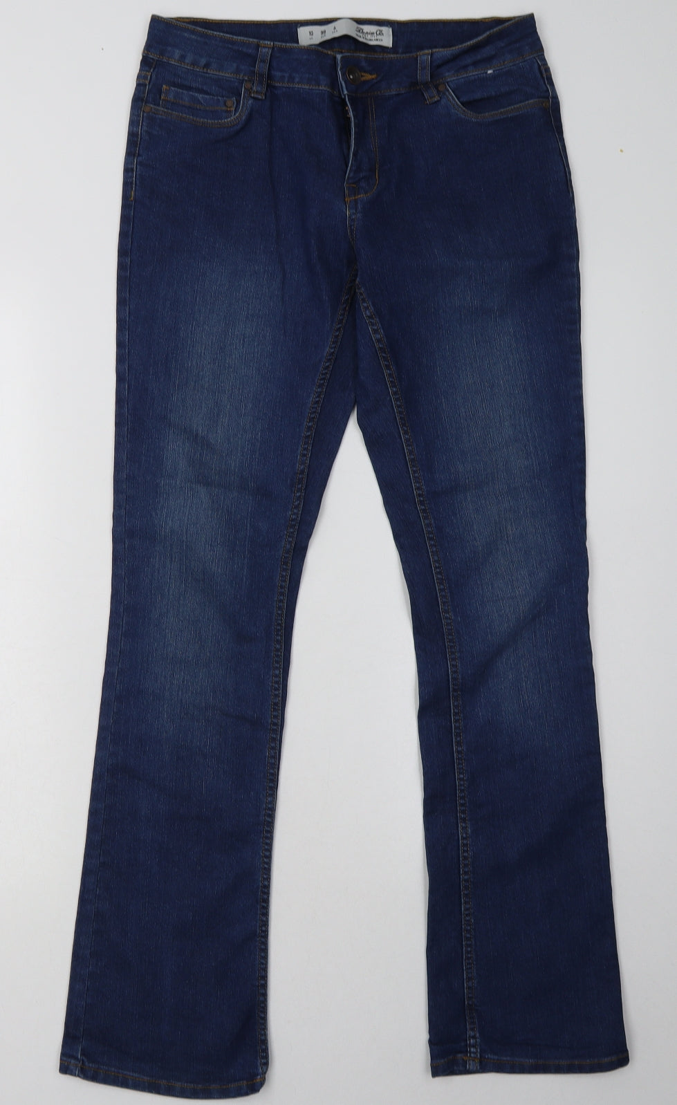 Primark Womens Blue  Cotton Straight Jeans Size 10 L31 in Regular Button