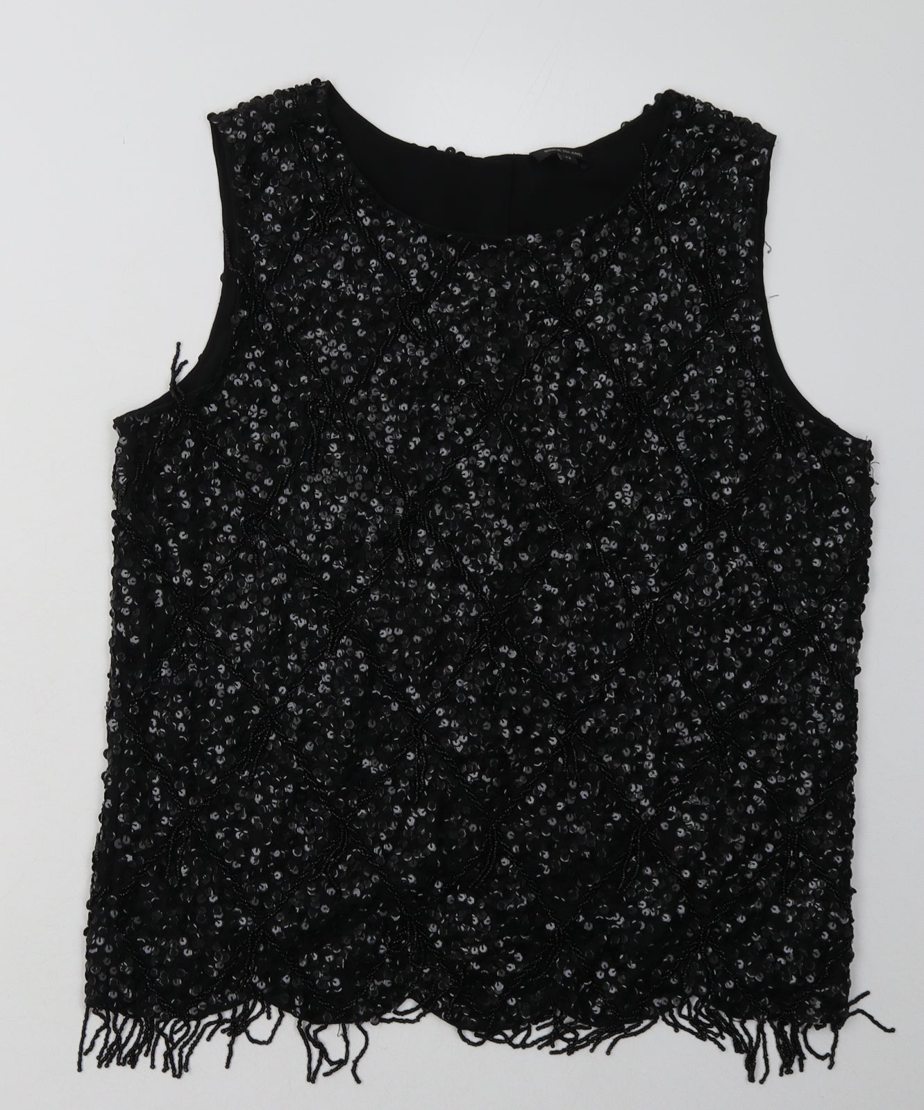 River Island Womens Black  Polyester Camisole Tank Size 12 Crew Neck - sparkly