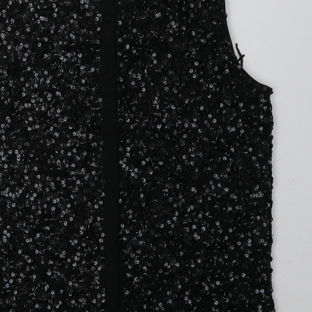 River Island Womens Black  Polyester Camisole Tank Size 12 Crew Neck - sparkly