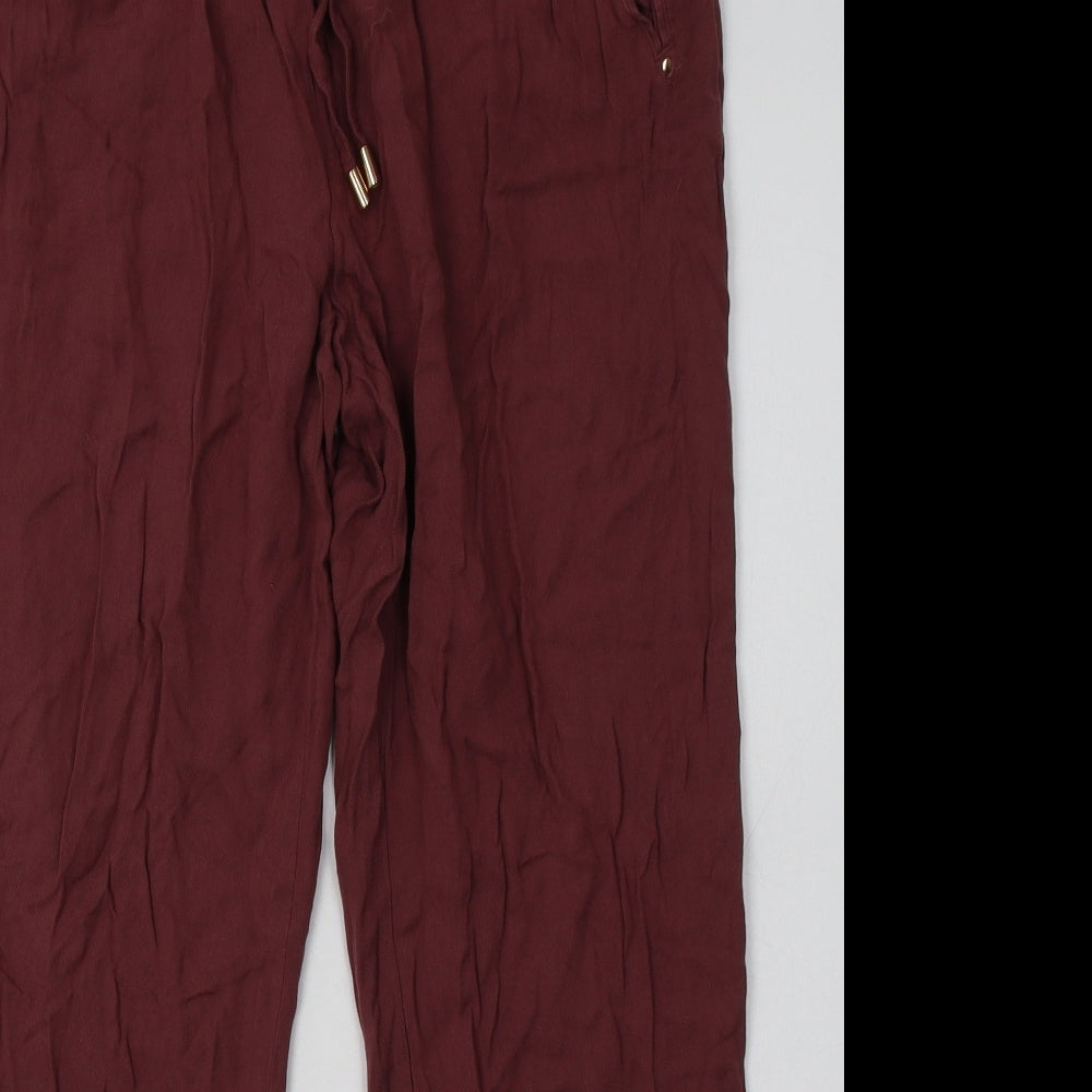 New Look Womens Purple  Viscose Jogger Trousers Size 12 L30 in Regular Tie
