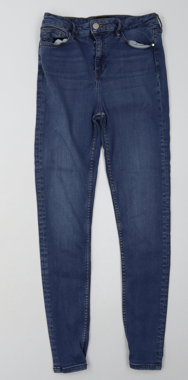 F&F Womens Blue  Cotton Skinny Jeans Size 12 L30 in Regular Button