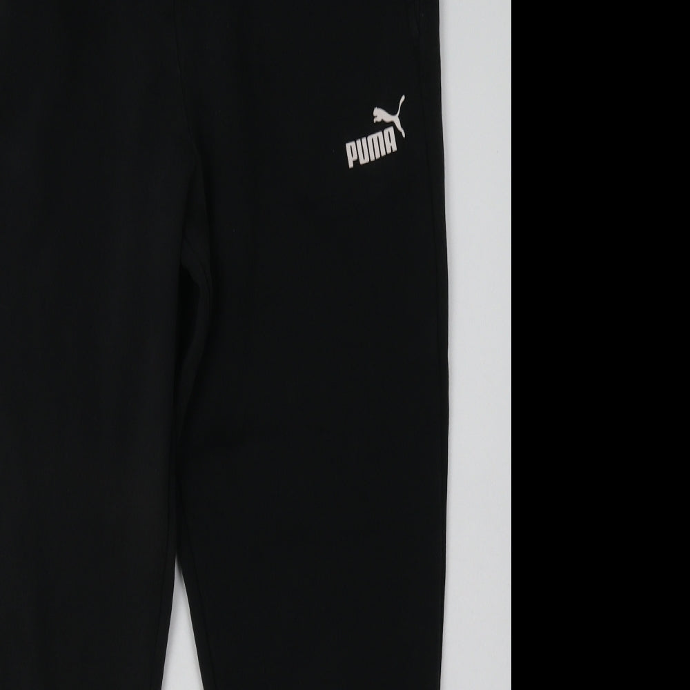 PUMA Womens Black  Cotton Jogger Trousers Size 16 L30 in Regular Tie