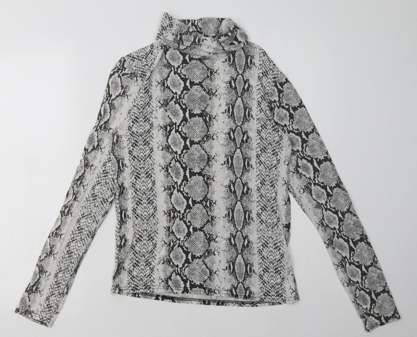 New Look Womens Grey Animal Print Viscose Pullover Sweatshirt Size 14  Pullover