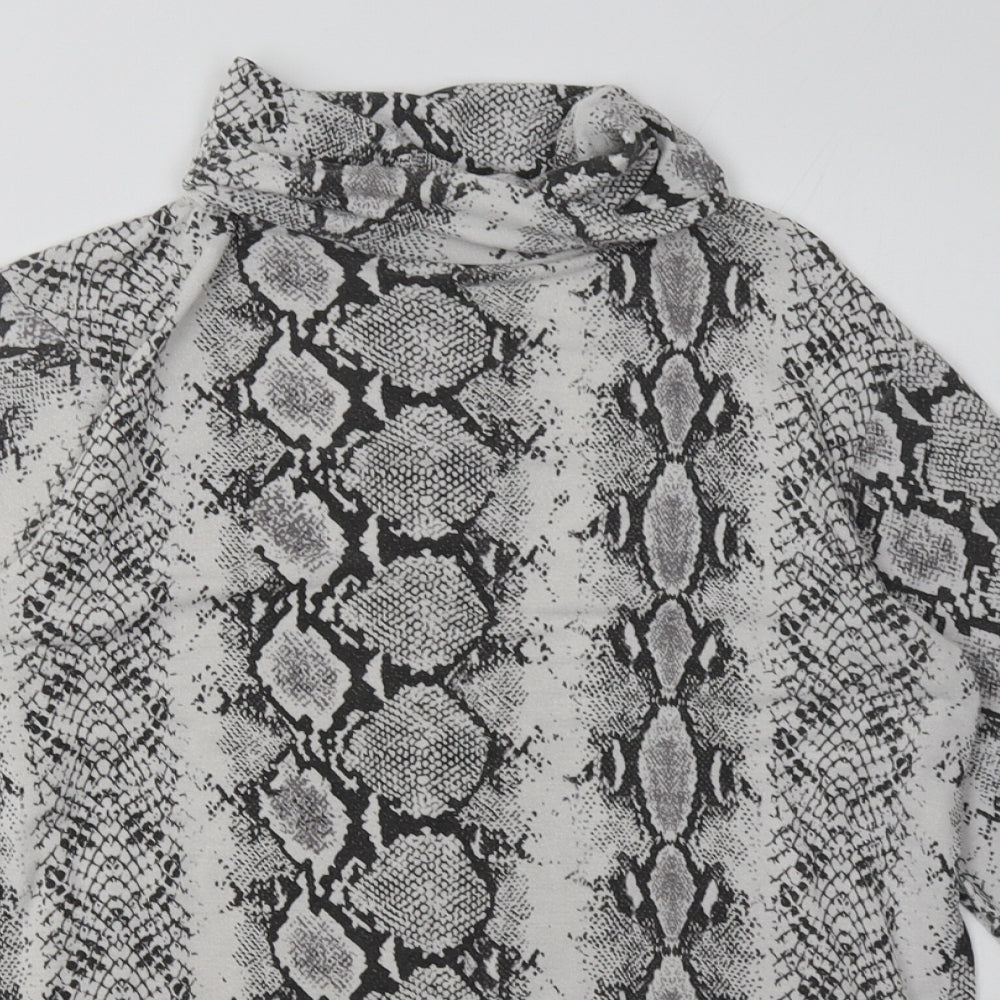 New Look Womens Grey Animal Print Viscose Pullover Sweatshirt Size 14  Pullover