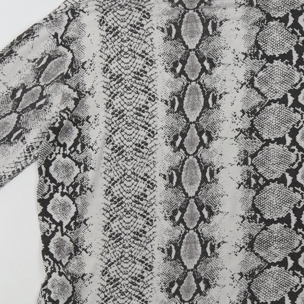New Look Womens Grey Animal Print Viscose Pullover Sweatshirt Size 14  Pullover