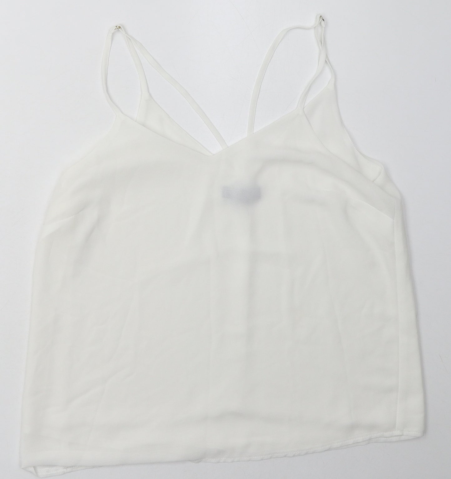 New Look Womens White  Polyester Basic Tank Size 12 V-Neck