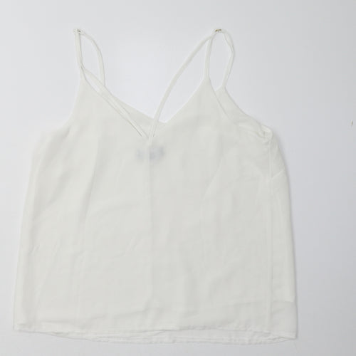 New Look Womens White  Polyester Basic Tank Size 12 V-Neck