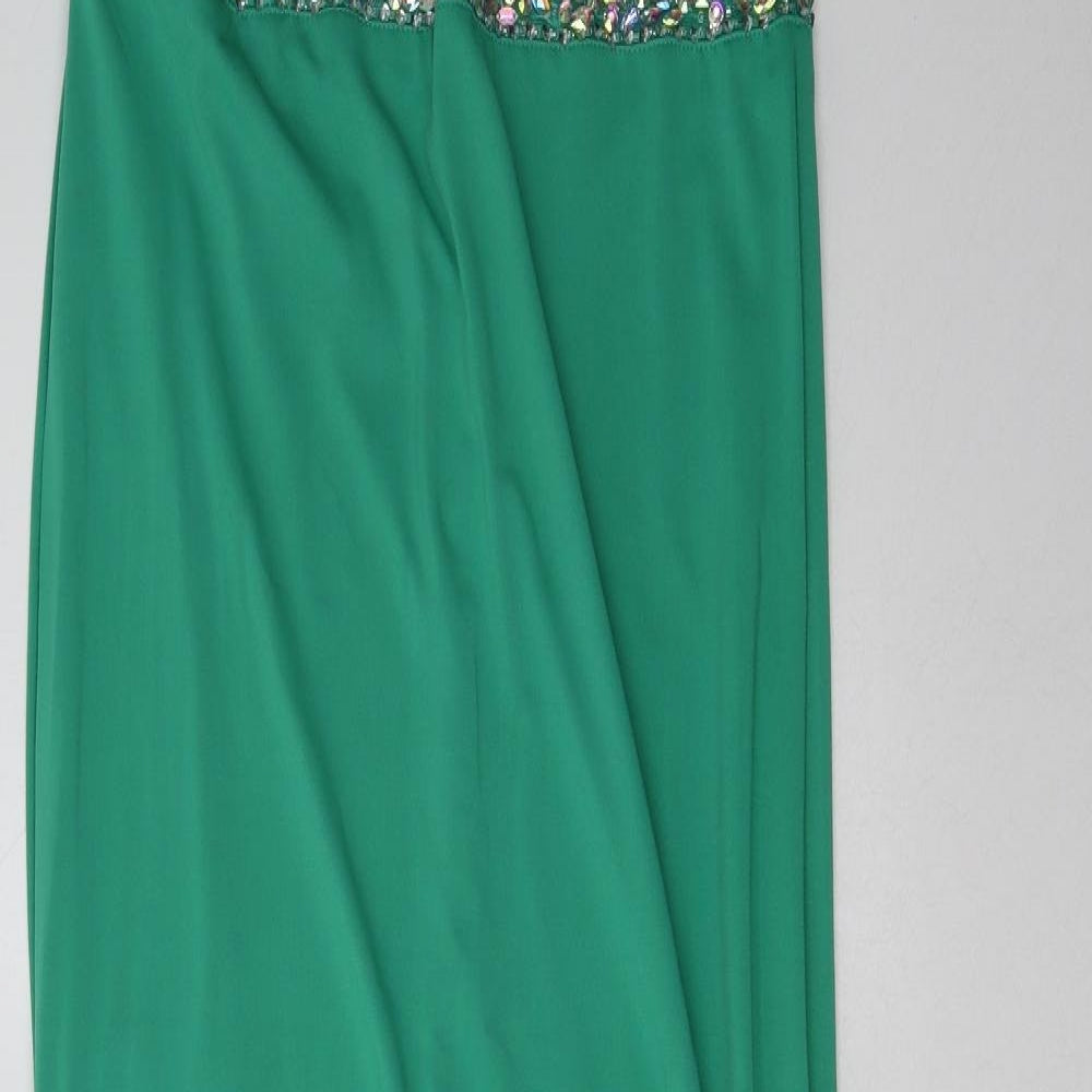 Pink Boutique Womens Green  Polyester Ball Gown  Size XL  Crew Neck Button - Sequin Detail