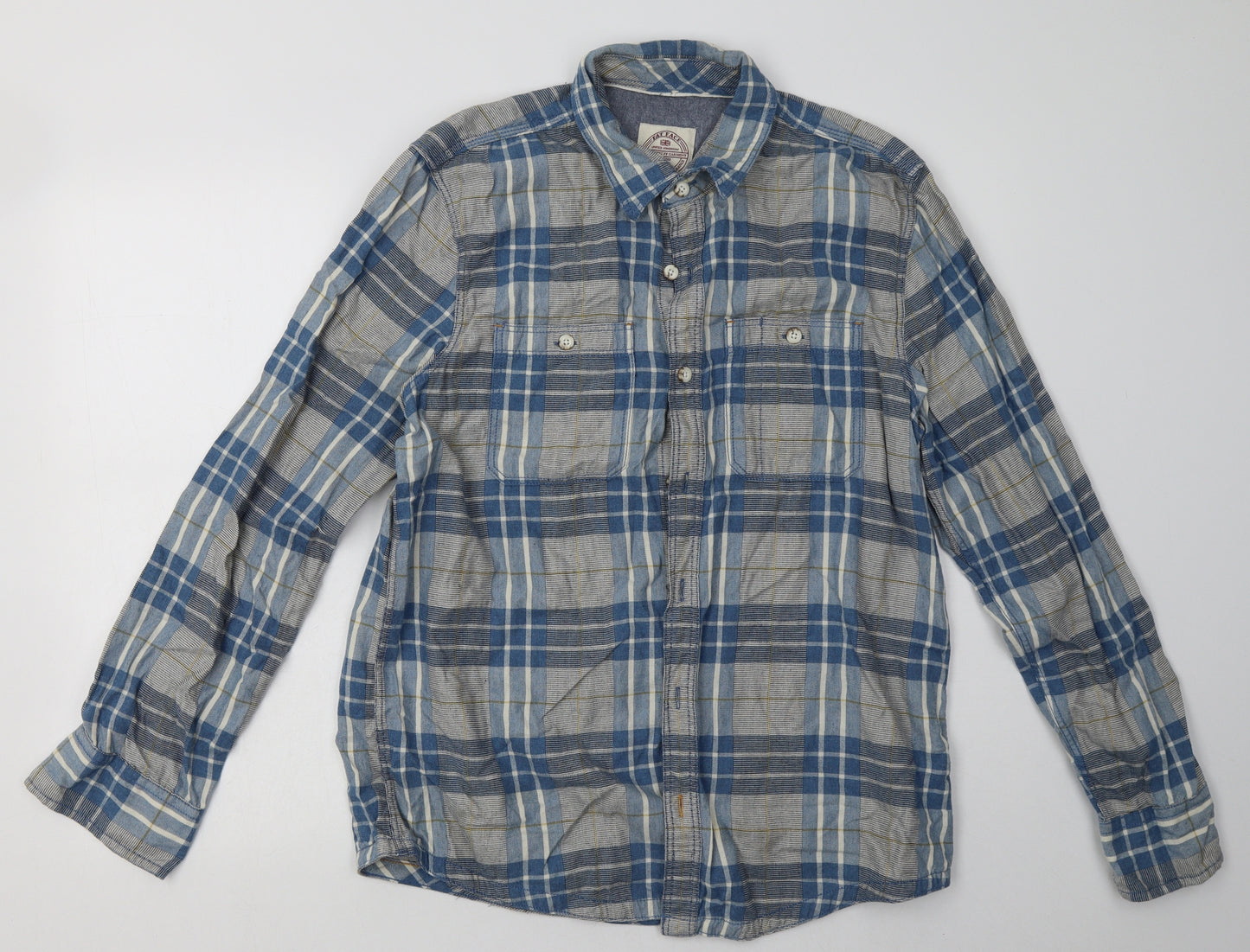 Fat Face Mens Blue Check Cotton  Button-Up Size M Collared Button