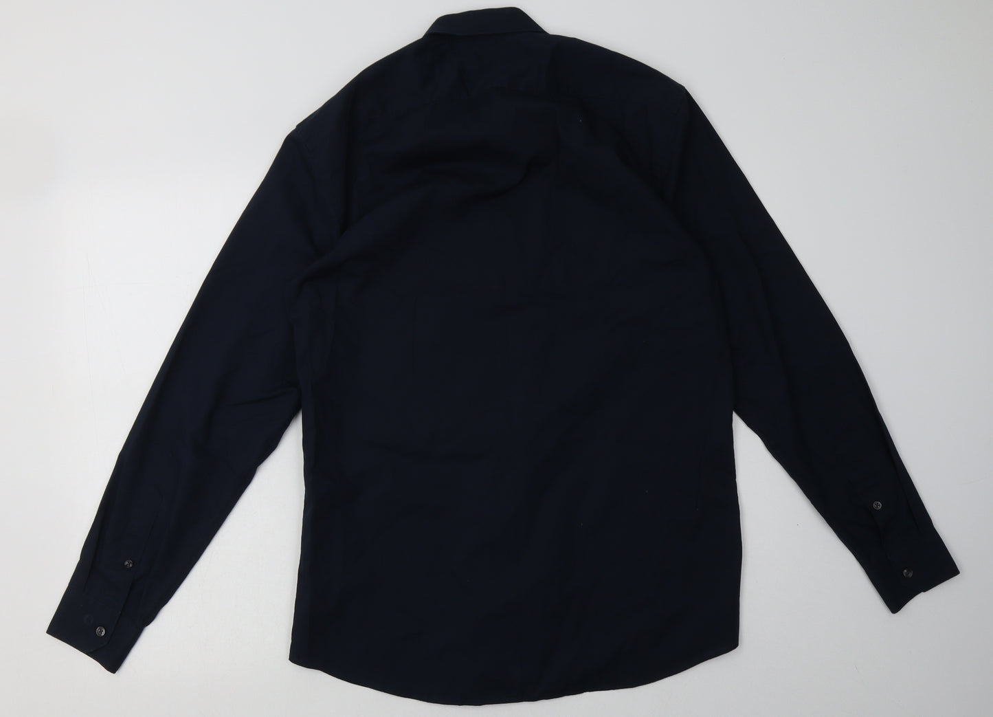 Matalan Mens Blue  Cotton  Button-Up Size 15 Collared Button