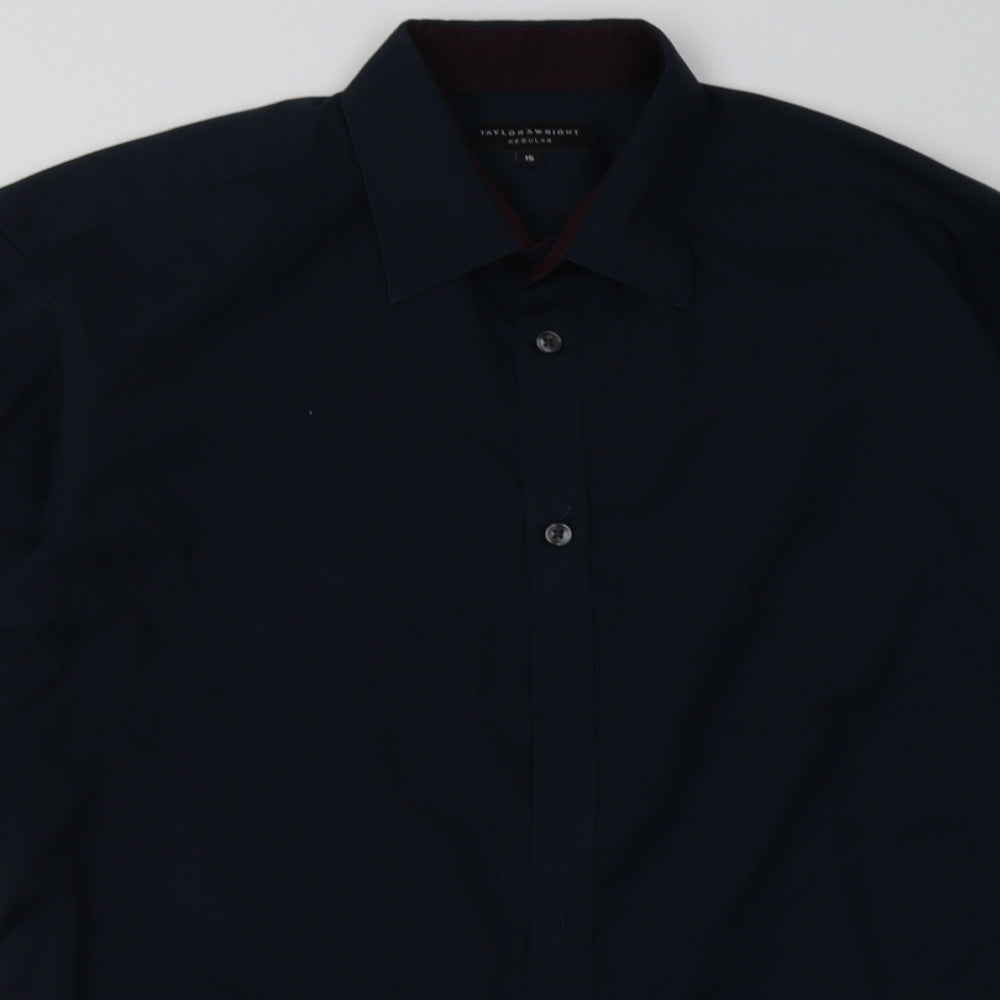 Matalan Mens Blue  Cotton  Button-Up Size 15 Collared Button