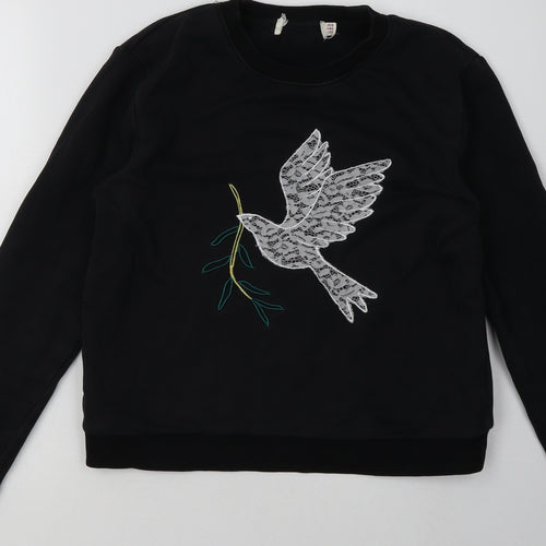 Preworn Womens Black  Cotton Pullover Sweatshirt Size 10  Pullover