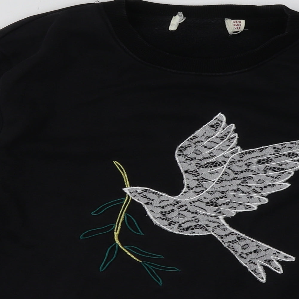 Preworn Womens Black  Cotton Pullover Sweatshirt Size 10  Pullover