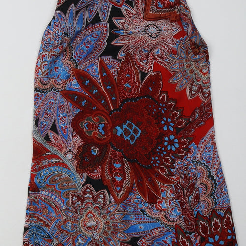 Glamorous Womens Red Geometric Polyester A-Line  Size 6  Crew Neck Zip