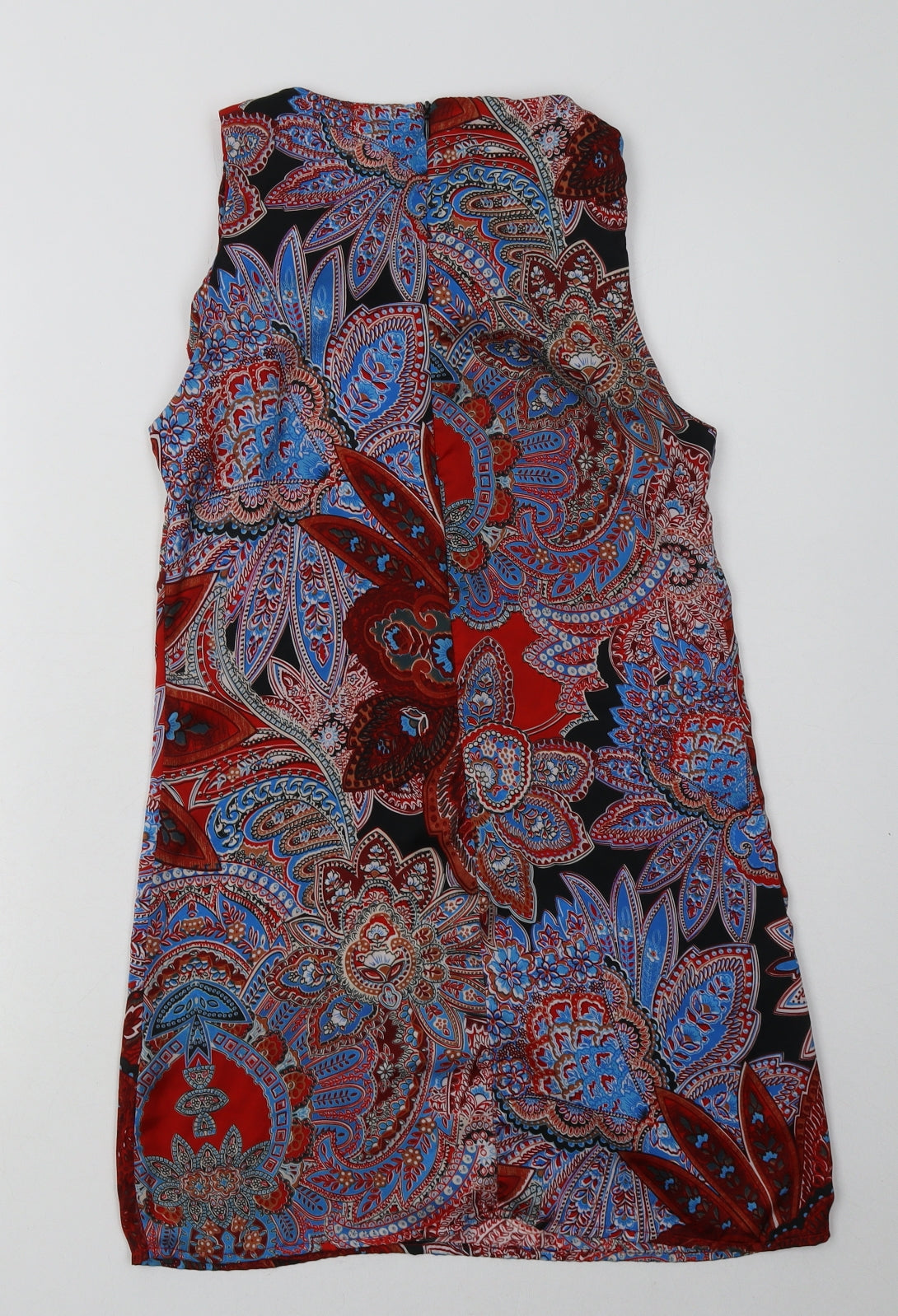 Glamorous Womens Red Geometric Polyester A-Line  Size 6  Crew Neck Zip