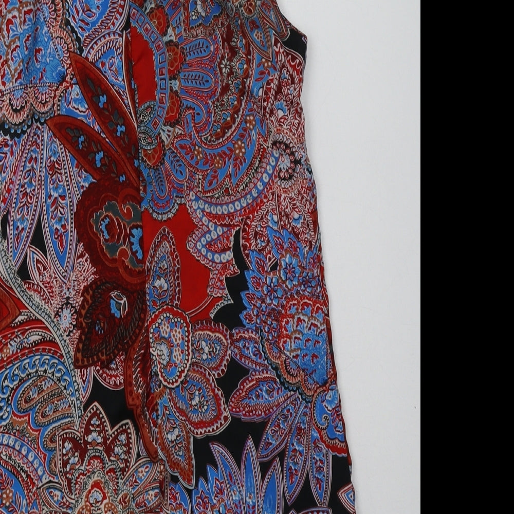 Glamorous Womens Red Geometric Polyester A-Line  Size 6  Crew Neck Zip