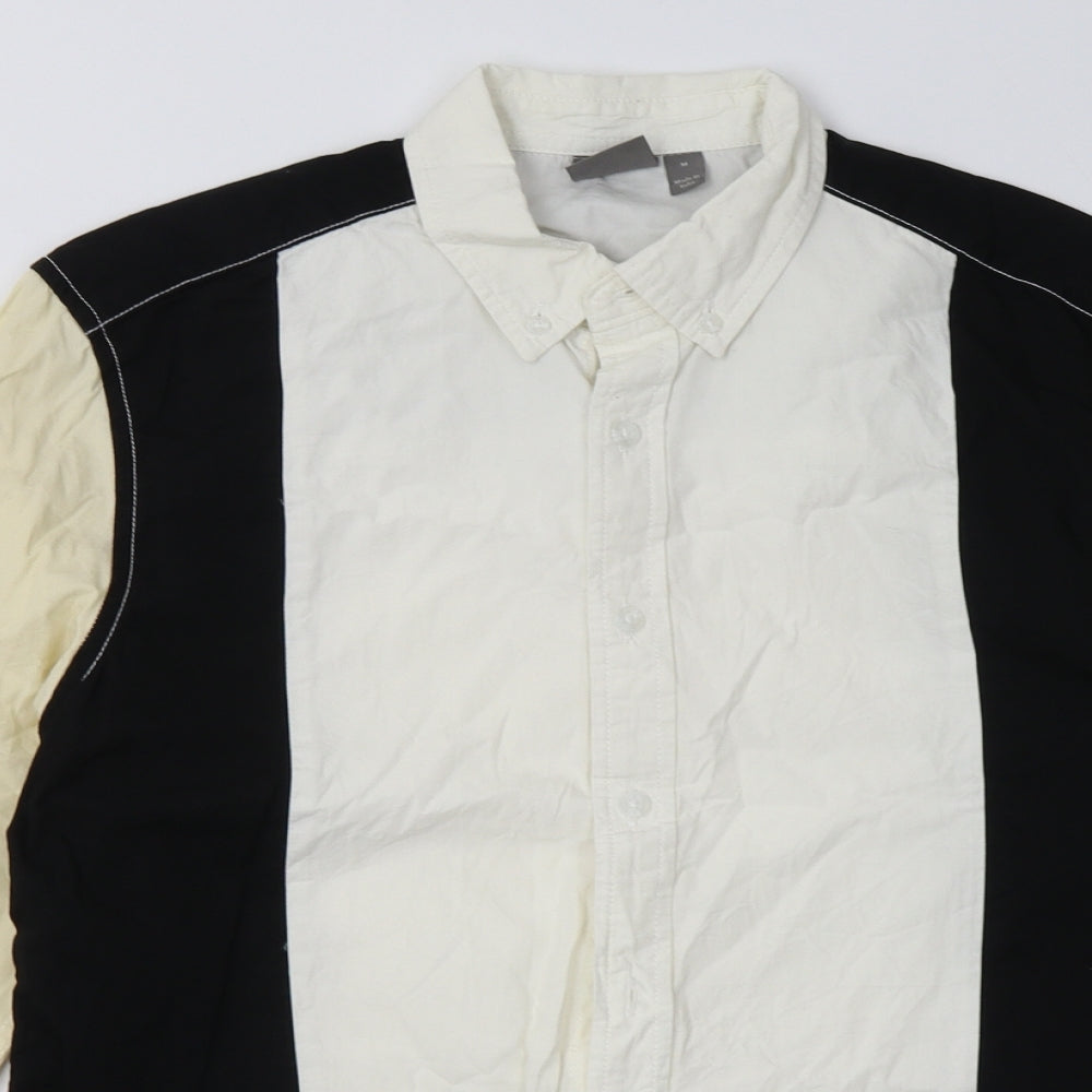 ASOS Mens Yellow Striped Cotton  Button-Up Size M Collared Button