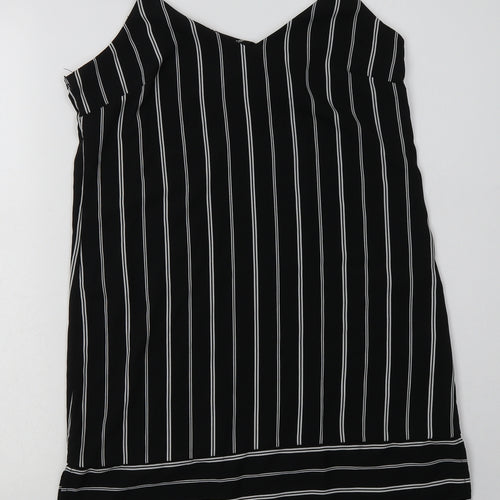 FOREVER 21 Womens Black Striped Polyester A-Line  Size S  V-Neck Pullover
