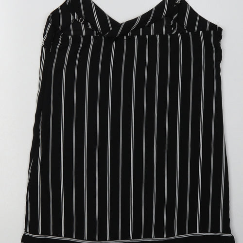FOREVER 21 Womens Black Striped Polyester A-Line  Size S  V-Neck Pullover