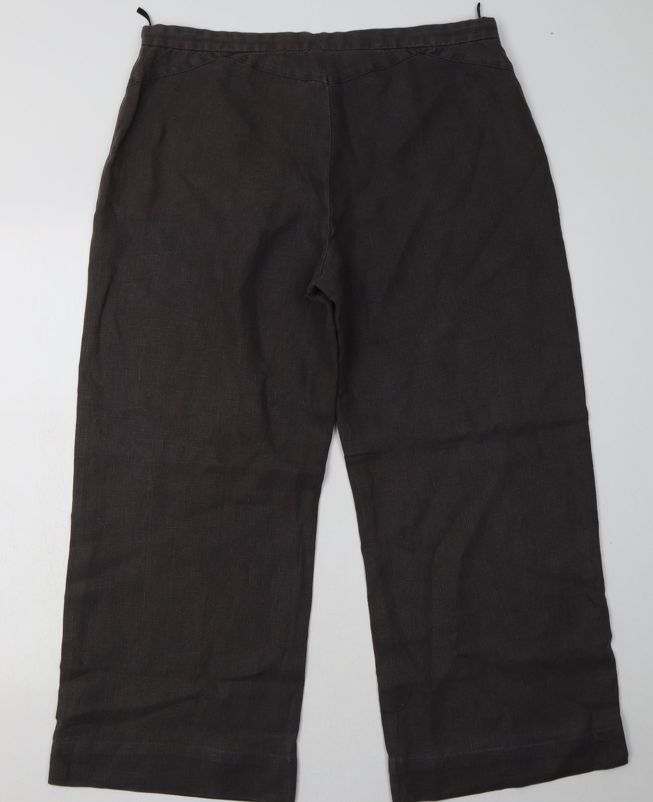 jaegar Womens Grey  Linen Trousers  Size 14 L30 in Regular Hook & Eye