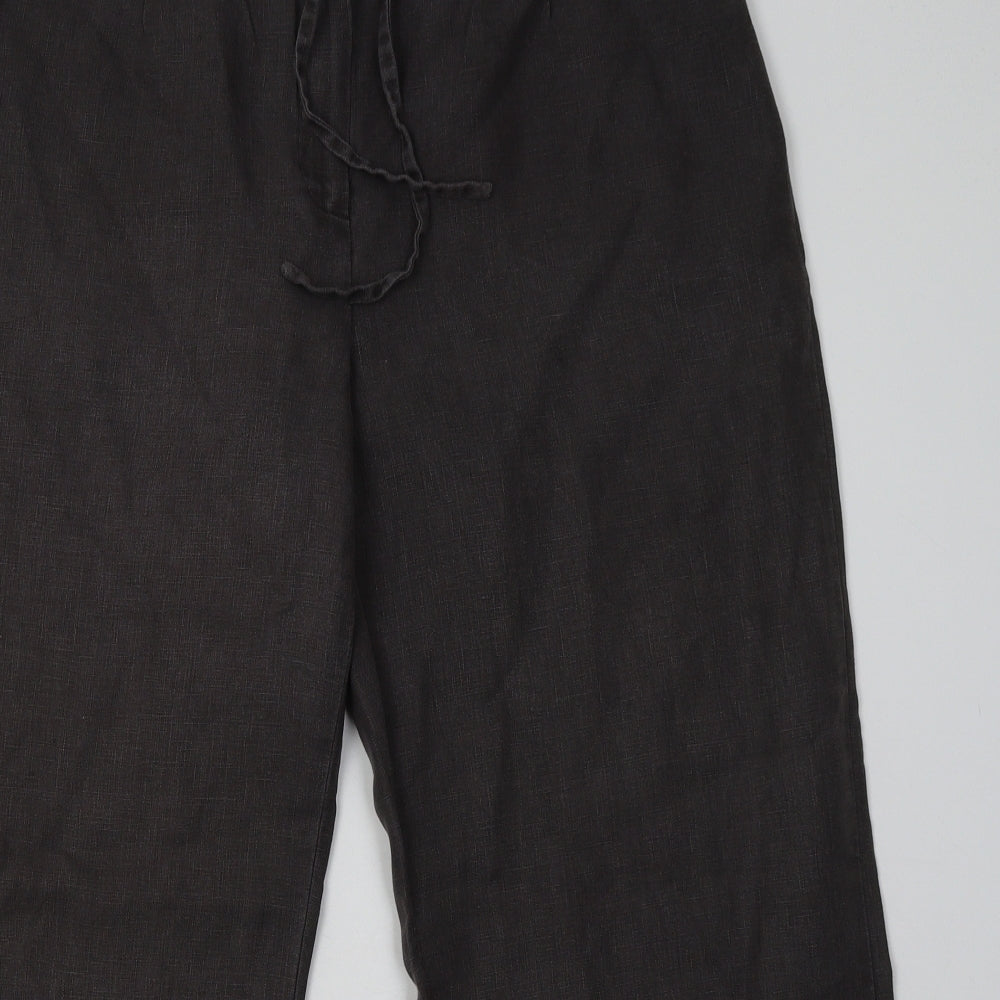 jaegar Womens Grey  Linen Trousers  Size 14 L30 in Regular Hook & Eye