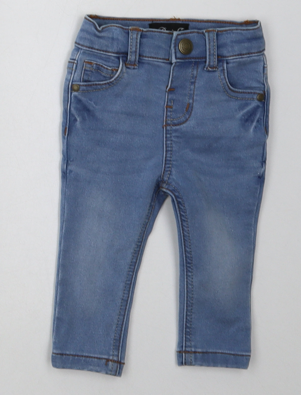 Primark Girls Blue  Cotton Capri Jeans Size 3-6 Months  Button
