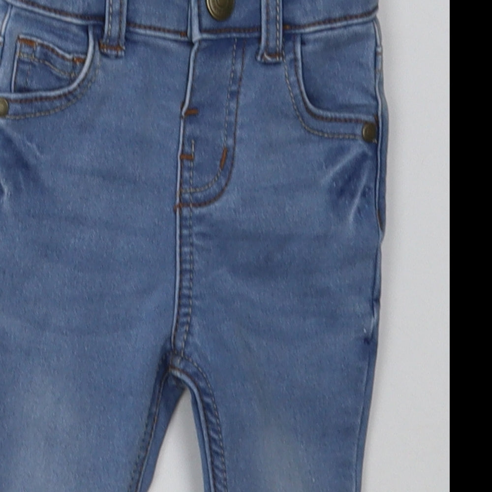 Primark Girls Blue  Cotton Capri Jeans Size 3-6 Months  Button