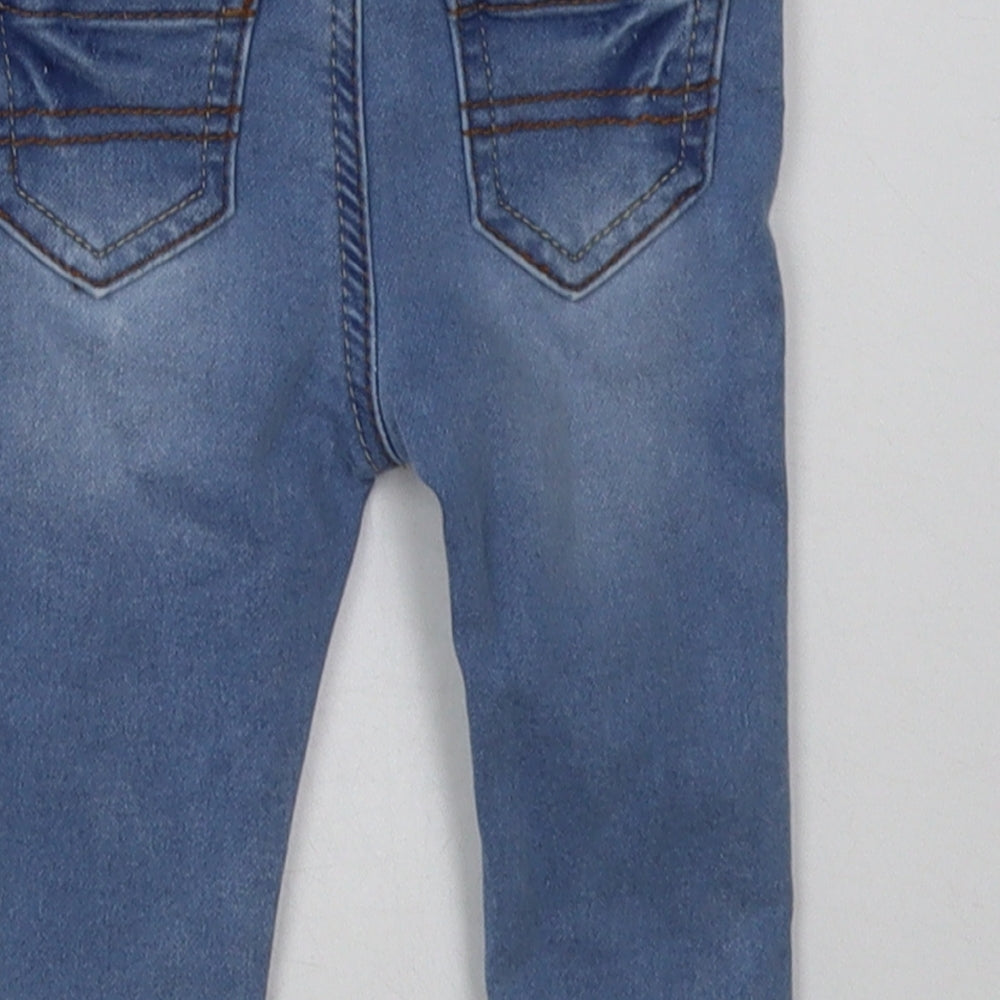 Primark Girls Blue  Cotton Capri Jeans Size 3-6 Months  Button
