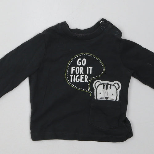 F&F Boys Grey  Cotton Basic Casual Size 0-3 Months Crew Neck Pullover - go for it tiger