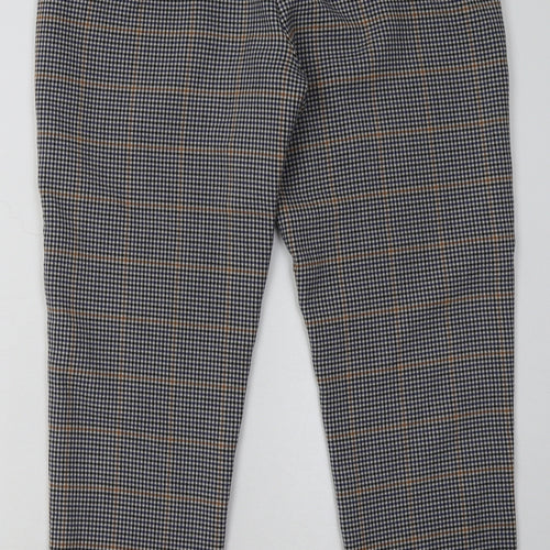 Marks and Spencer Womens Blue Check Polyester Capri Trousers Size 10 L30 in Regular Hook & Eye