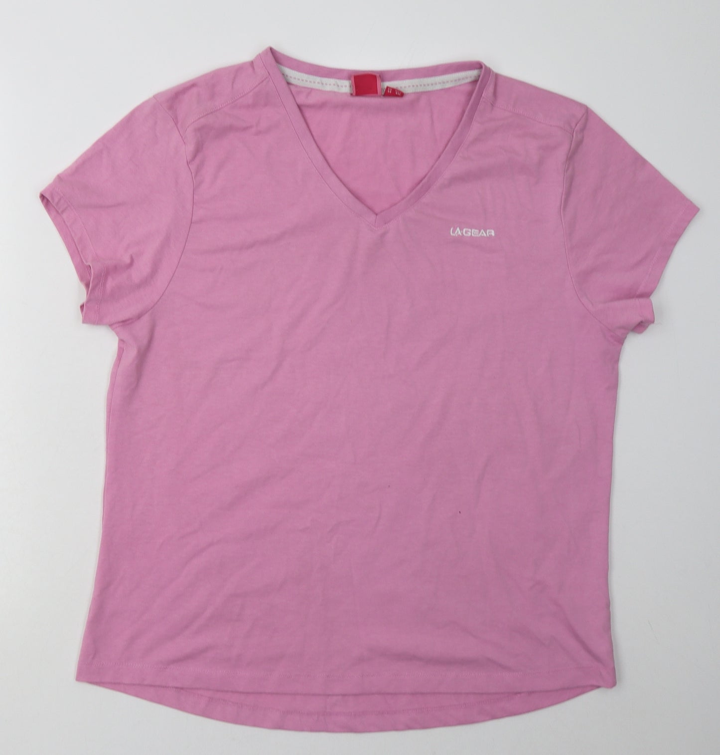 LA Gear Womens Purple  Polyester Basic T-Shirt Size 20 V-Neck