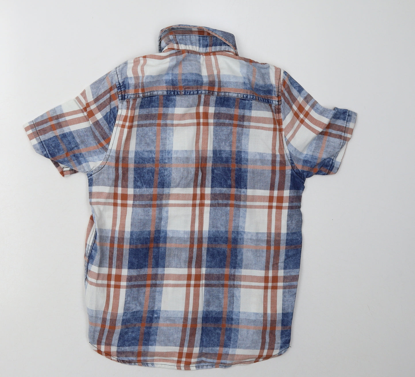 NEXT Boys Blue Check Cotton Basic Button-Up Size 11 Years Collared Button