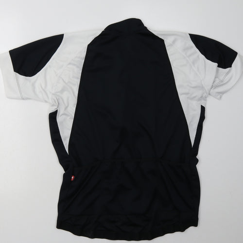 Specialized Mens Black Striped Polyester Basic T-Shirt Size L High Neck Zip