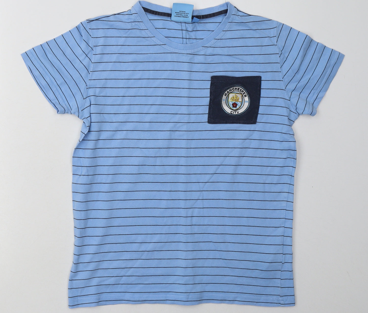 Fanatics Boys Blue Striped Cotton Basic T-Shirt Size 12-13 Years Crew Neck Pullover - Everton FC