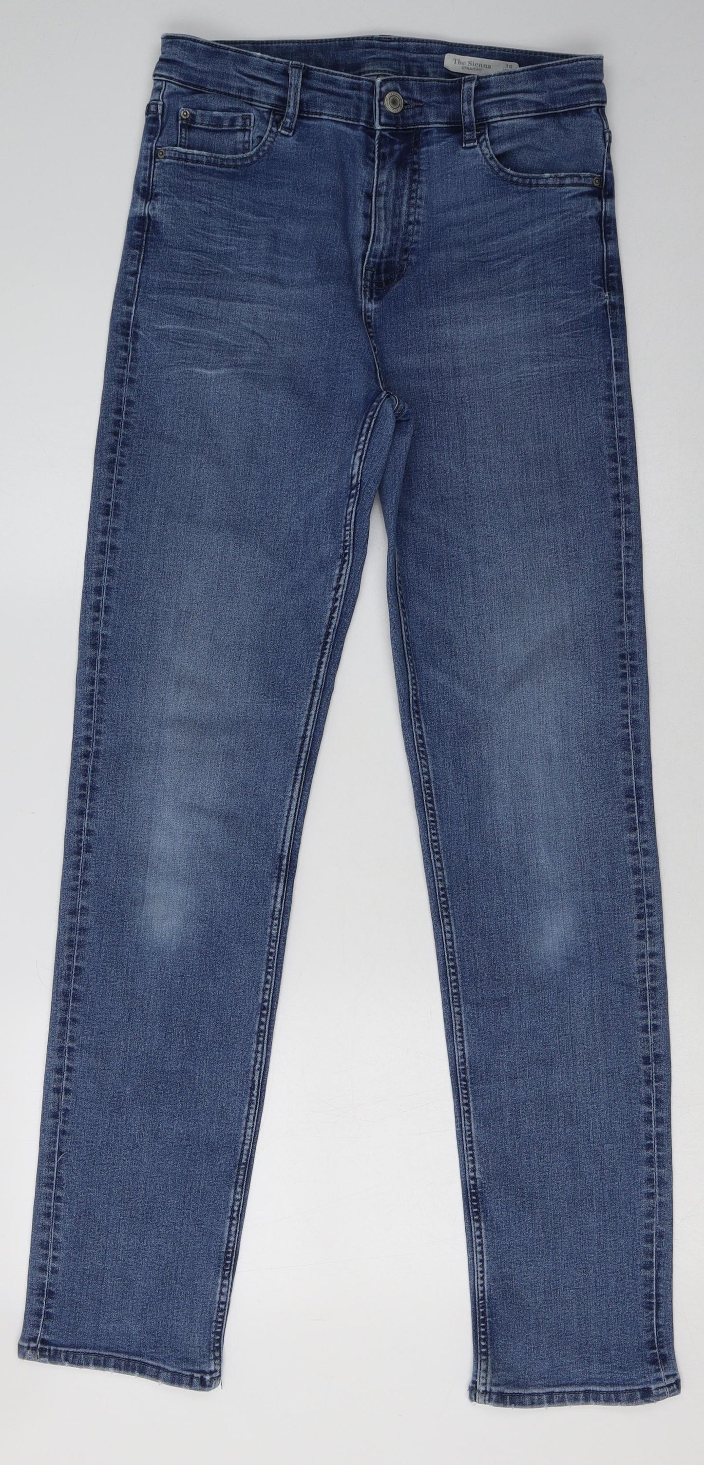 Marks and Spencer Womens Blue  Coir Straight Jeans Size 10 L33 in Regular Button