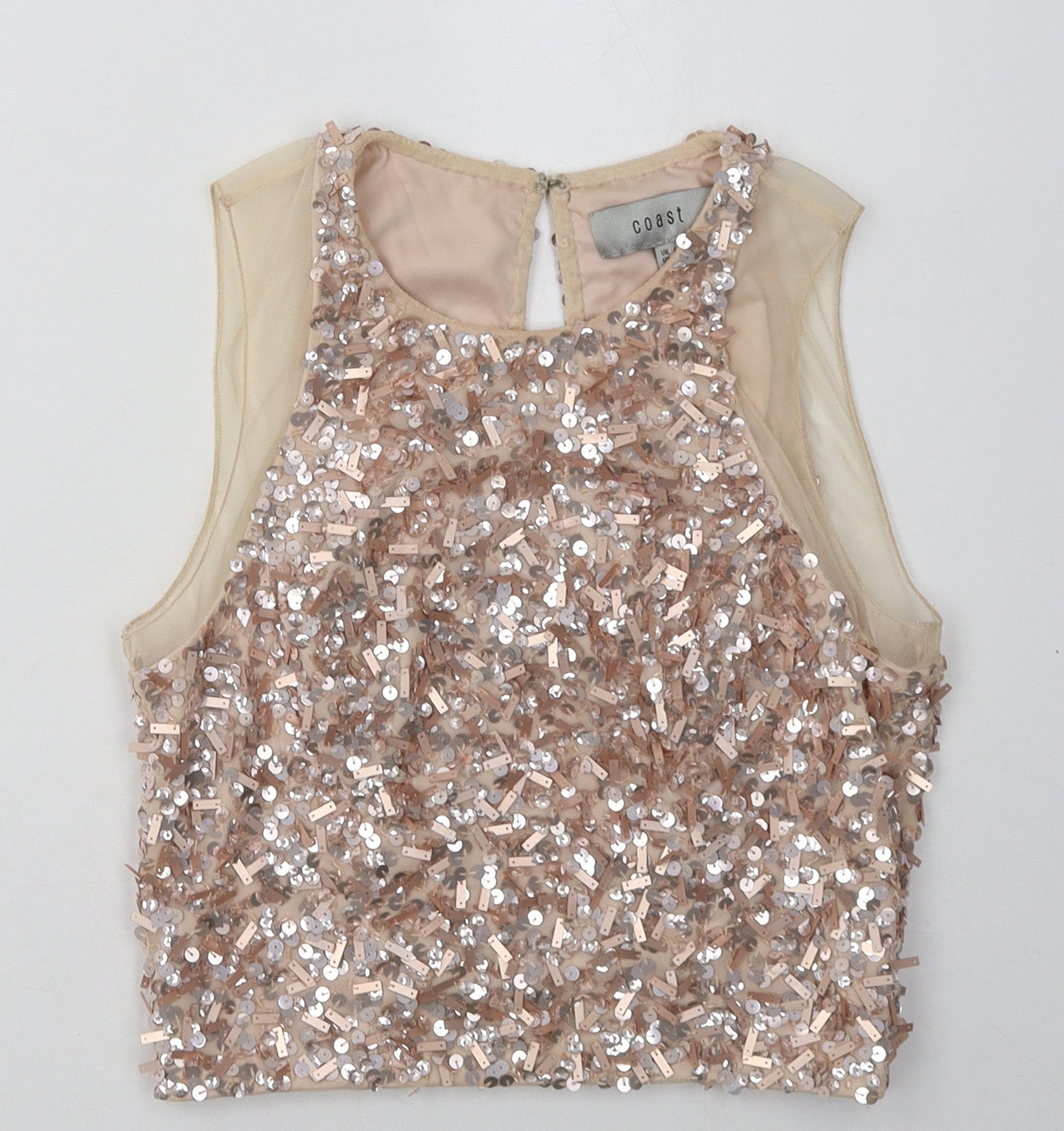 Coast Womens Pink  Polyester Cropped Tank Size 8 Crew Neck