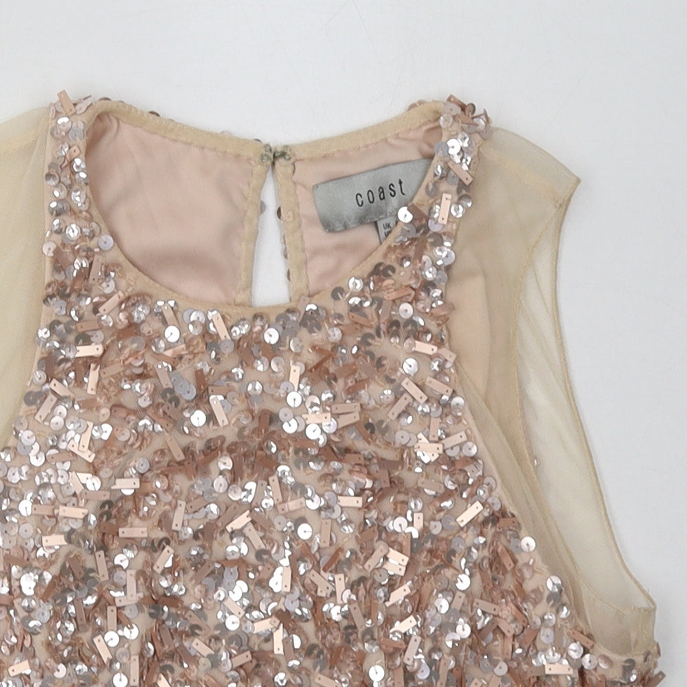 Coast Womens Pink  Polyester Cropped Tank Size 8 Crew Neck