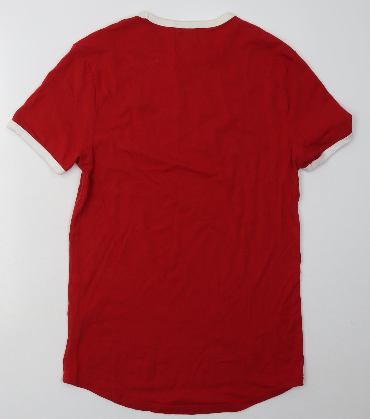 River Island Mens Red  Cotton  T-Shirt Size M Crew Neck