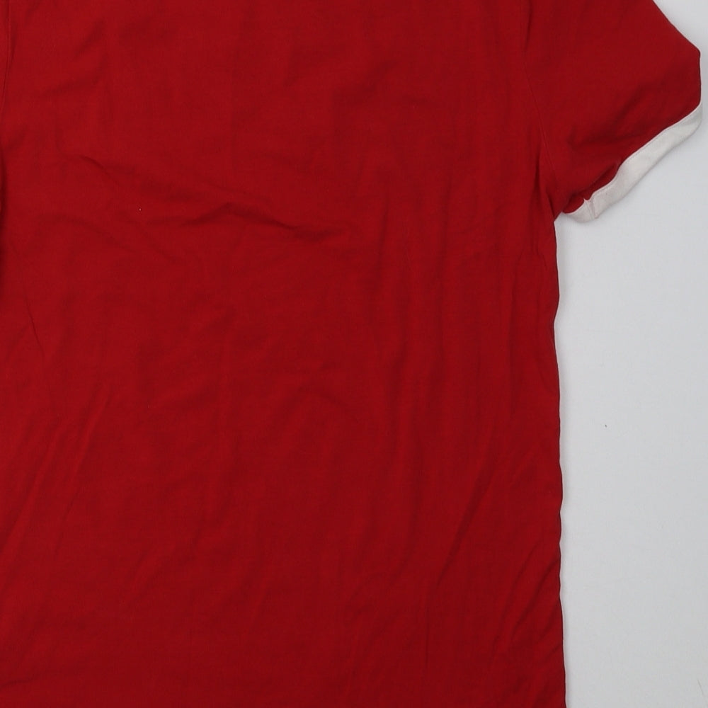 River Island Mens Red  Cotton  T-Shirt Size M Crew Neck