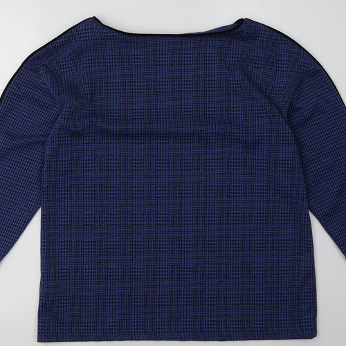Marks and Spencer Womens Blue Check Polyester Pullover Sweatshirt Size 12  Pullover