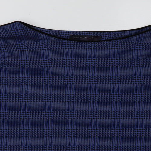 Marks and Spencer Womens Blue Check Polyester Pullover Sweatshirt Size 12  Pullover