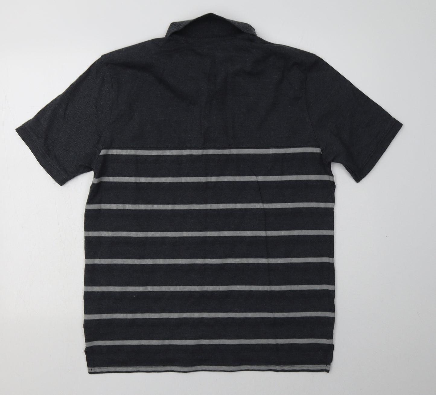 Slazenger Mens Grey Striped Polyester  Polo Size L Collared Button