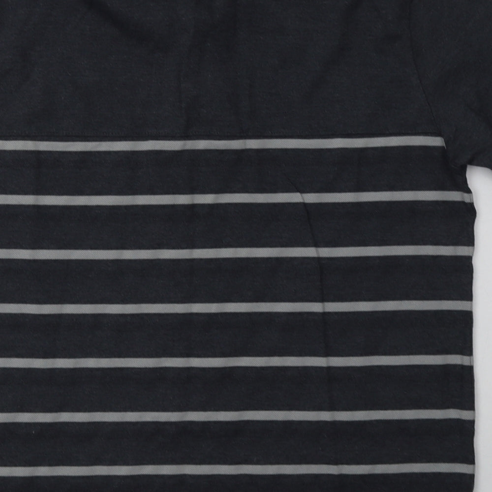 Slazenger Mens Grey Striped Polyester  Polo Size L Collared Button